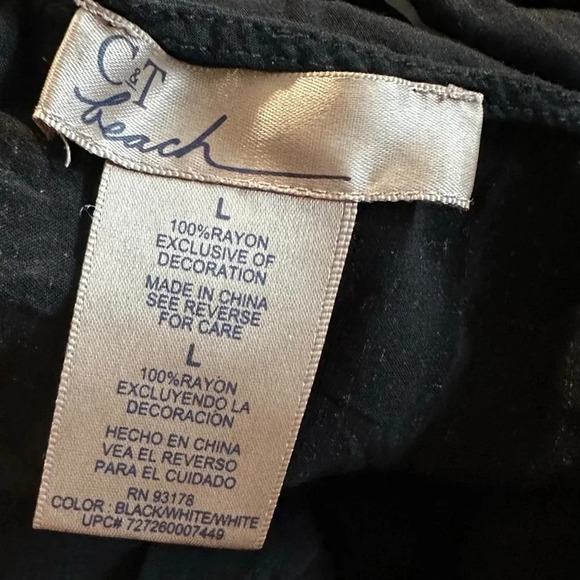 C&T beach women's size L black and white striped cover up with tassels - Picture 4 of 4